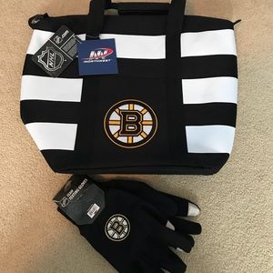 NWT Boston Bruins Cooler and Gloves